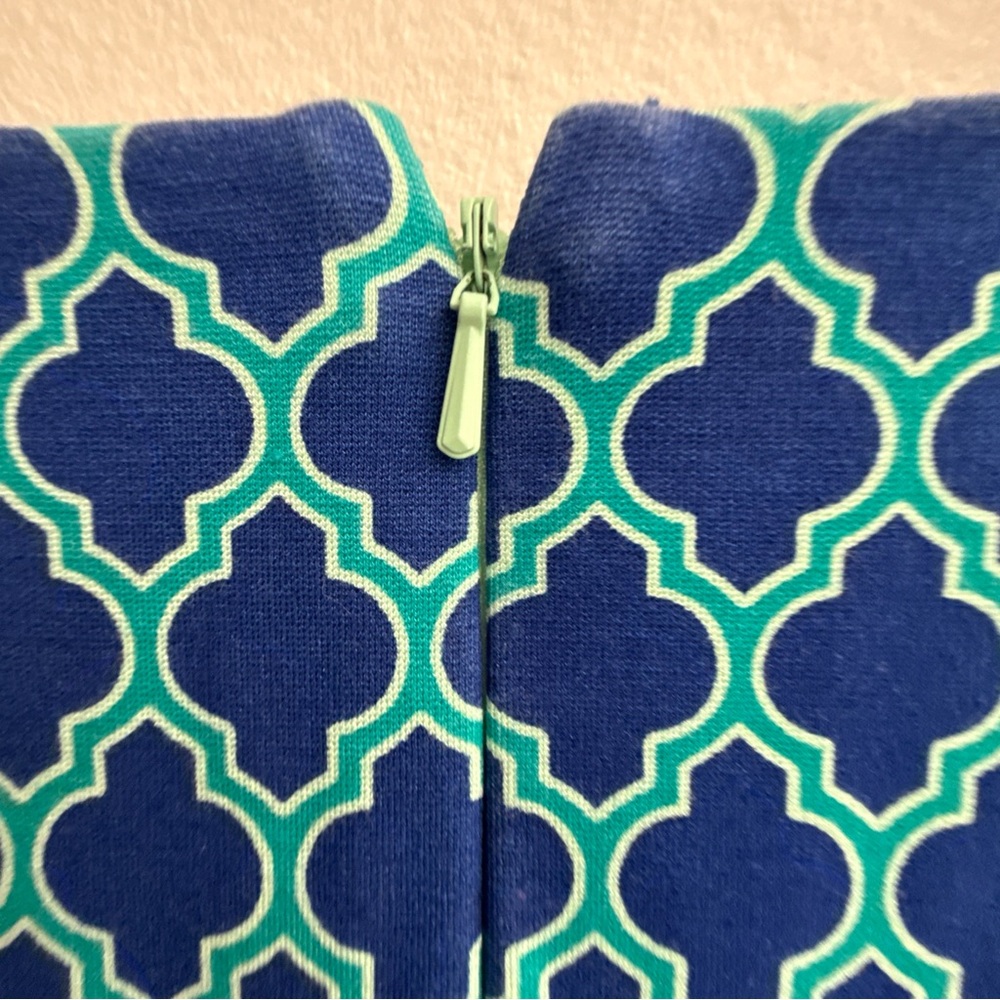 Lands' End Blue and Green Geometric Midi Dress - Picture 9 of 11